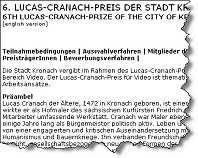 Internetauftritt zum Lucas-Cranach-Preis 2007