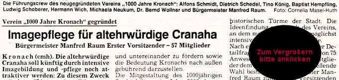Zeitungsbericht im Fränkischen Tag über die Vereinsgründung