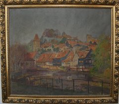 Armin Reumann (1889-1952), Kronacher Stadtaufbau, Öl auf Leinwand