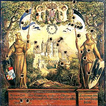 Schützenscheibe auf die Eheschliessung des Kronprinzen Maximilian mit Prinzessin Marie von Preußen